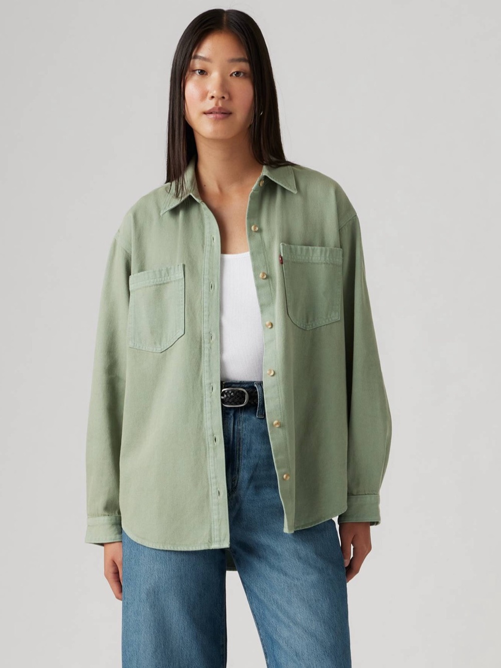 Levi’s Iris Overshirt in Lily Pad Green, sz XL